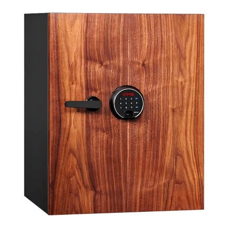 Phoenix Safe International Phoenix Safe DBAUM Fingerprint Lock Luxury Fire Res. Safe w/ Walnut Door 2.28 cu ft, Black, Steel DBAUM700